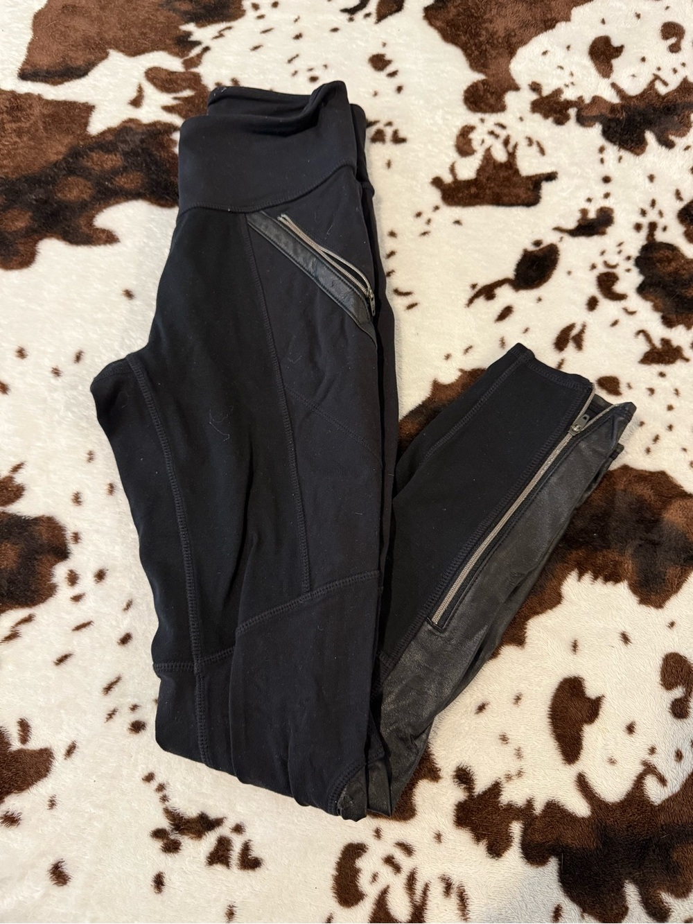 Athleta Black Performance Leggings with Zip Details